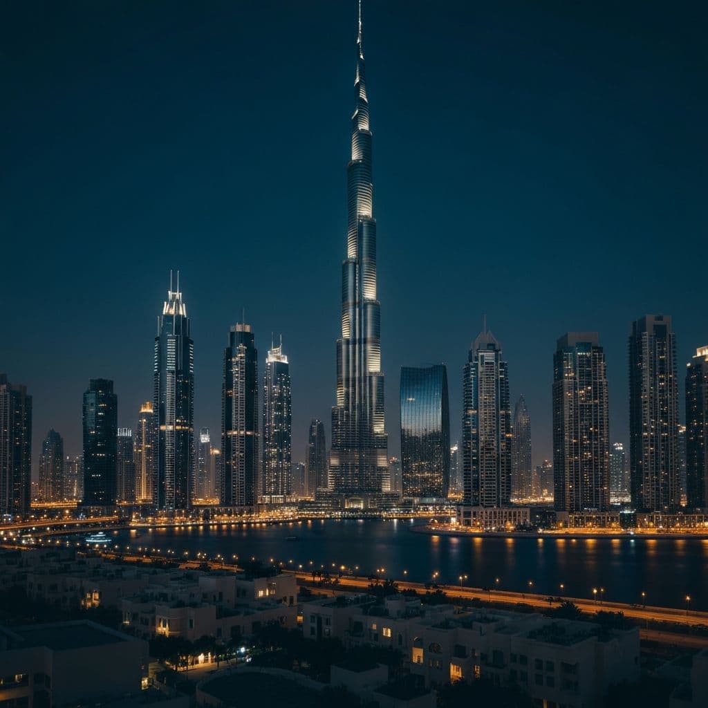 Dubai skyline at night